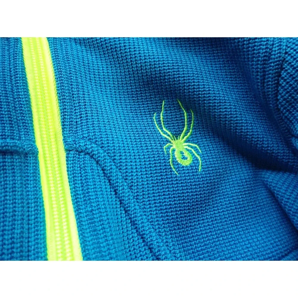 Spyder Full Zip Hoodie Youth Medium 10/12 Blue Excellent Technical Fleece Jacket